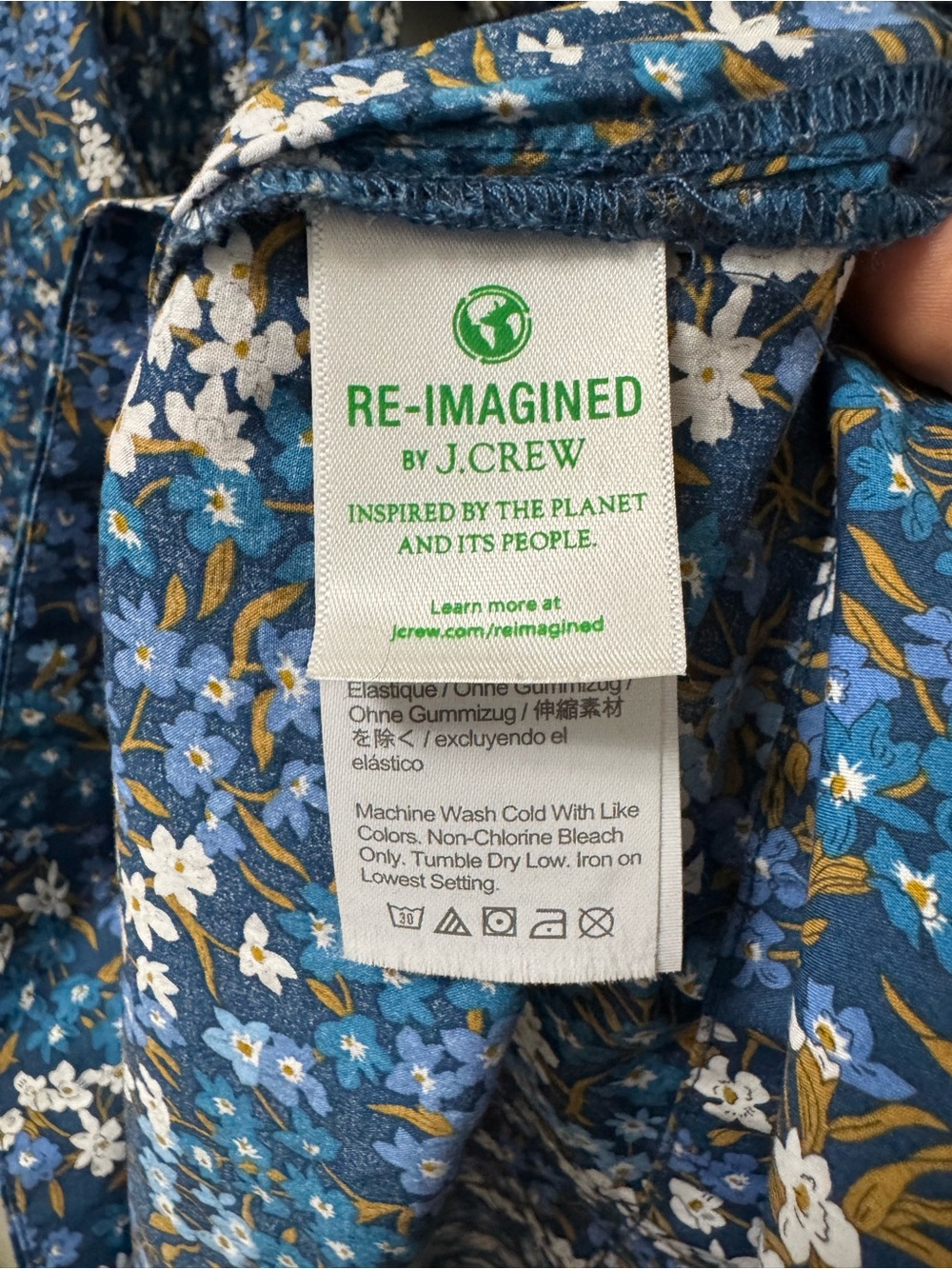 J. Crew Blue Floral Smocked Midi Dress with Puff Sleeves - Picture 8 of 9
